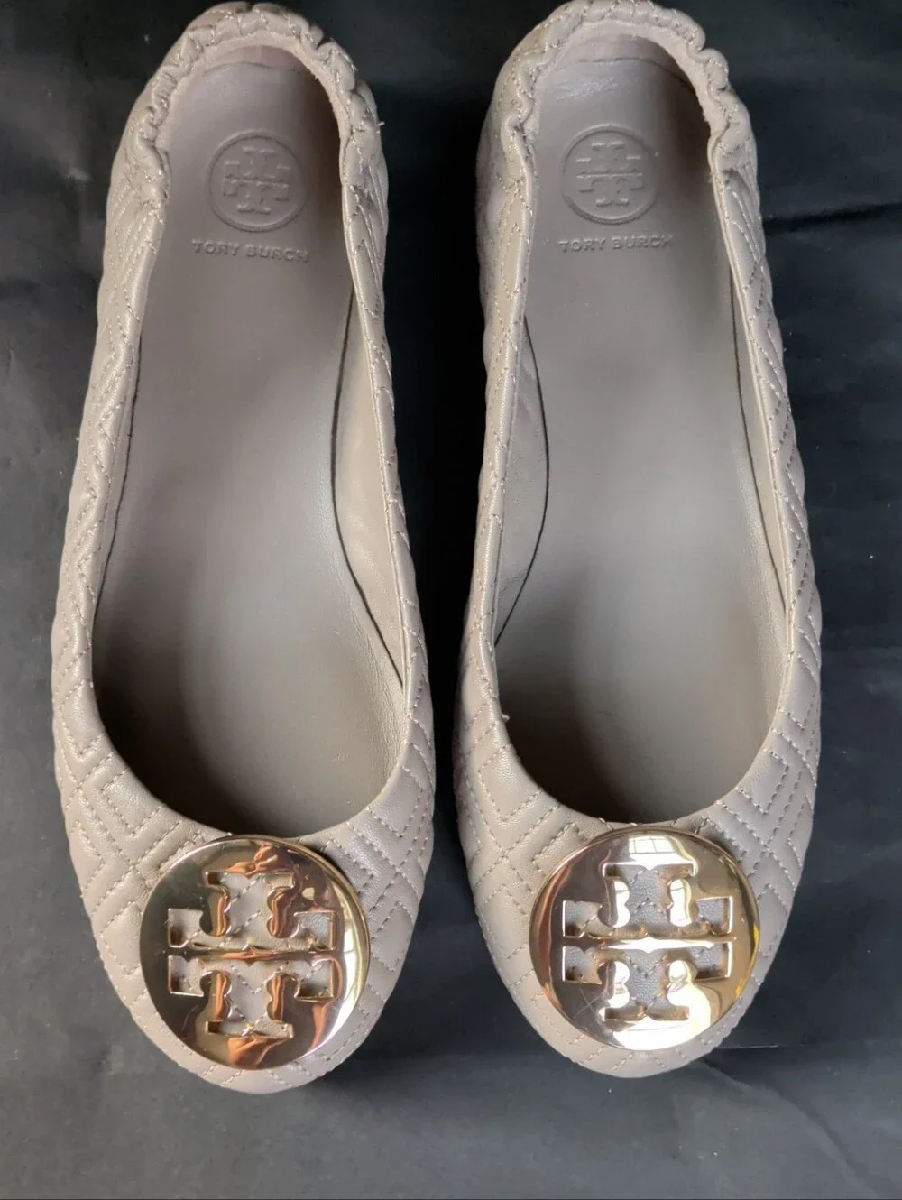 Tory Burch Quilted Minnie Flats Nappa Leather Goan Sand Women’s Size 7M